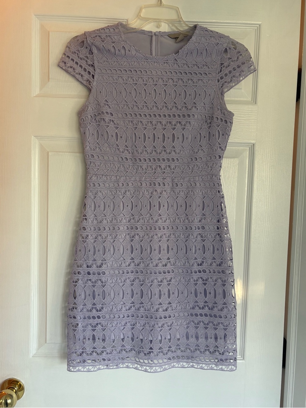H&M Lilac Crochet Cap-Sleeve Mini Dress